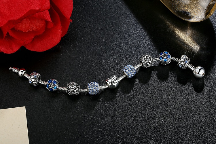 Women's Elegant Silver Beaded Bracelet