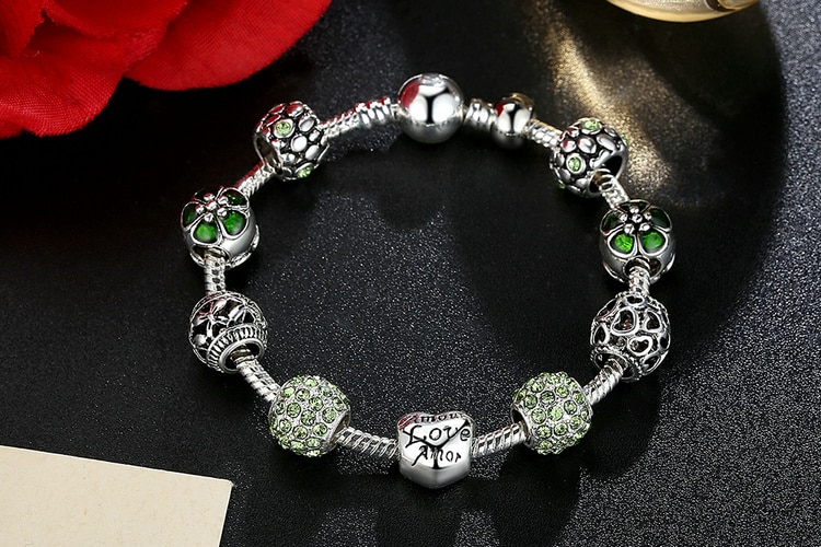 Women's Elegant Silver Beaded Bracelet