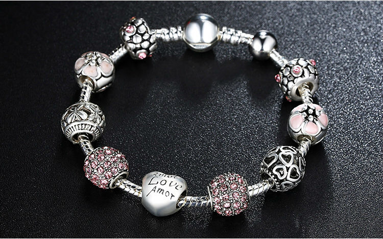 Women's Elegant Silver Beaded Bracelet