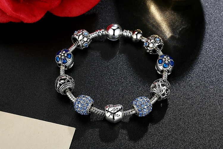 Women's Elegant Silver Beaded Bracelet