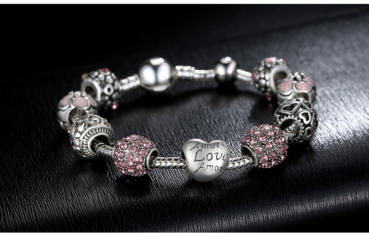 Women's Elegant Silver Beaded Bracelet