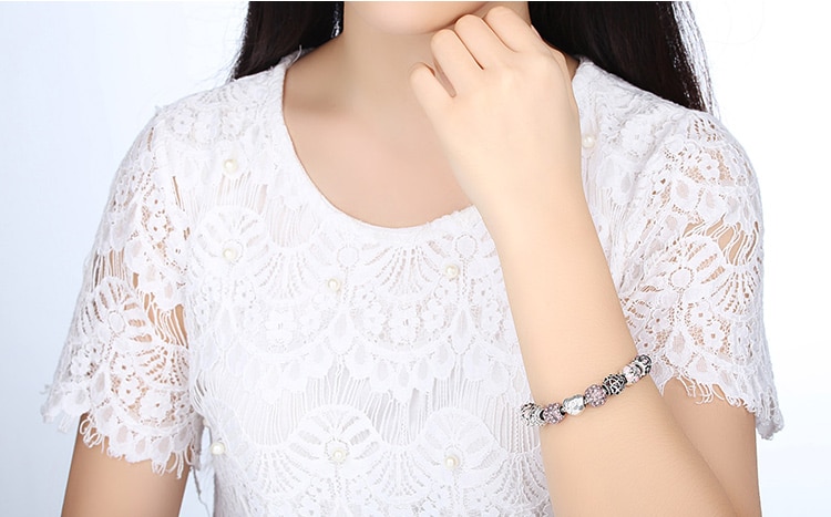 Women's Elegant Silver Beaded Bracelet