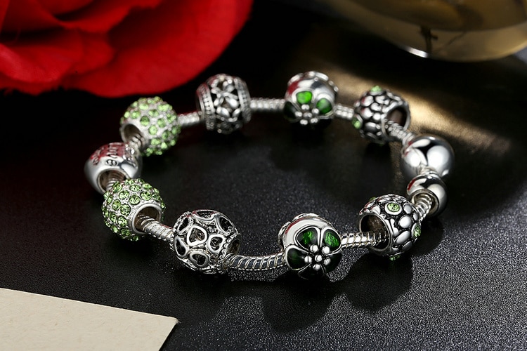 Women's Elegant Silver Beaded Bracelet